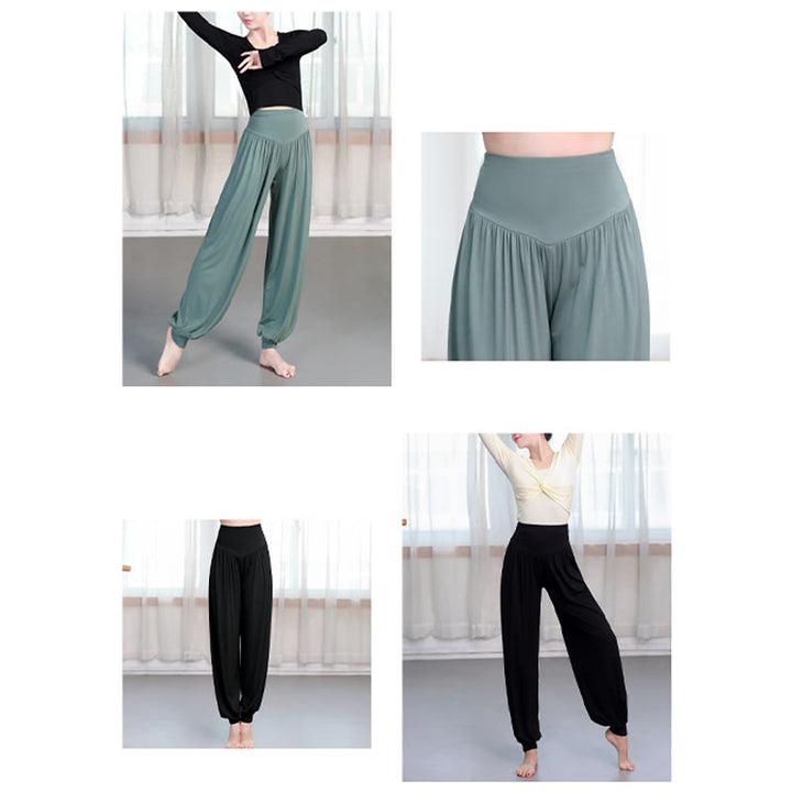Buddha Stones Plain Color Loose Modal Yoga Dance Harem Pants - image 16