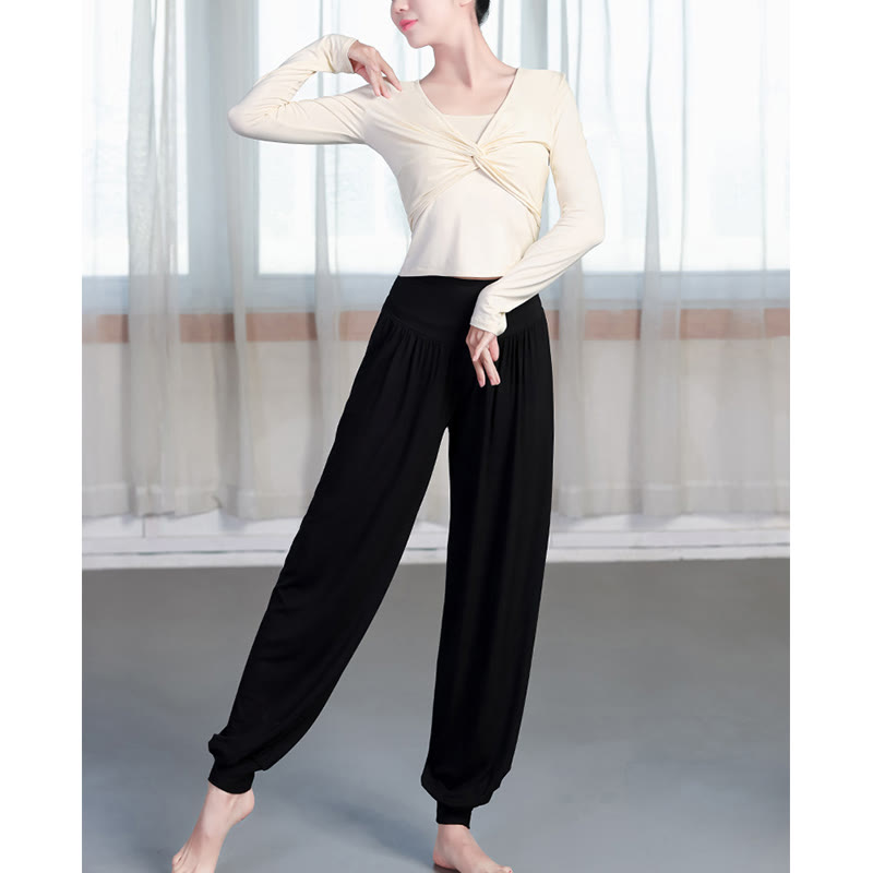 Buddha Stones Plain Color Loose Modal Yoga Dance Harem Pants - image 10