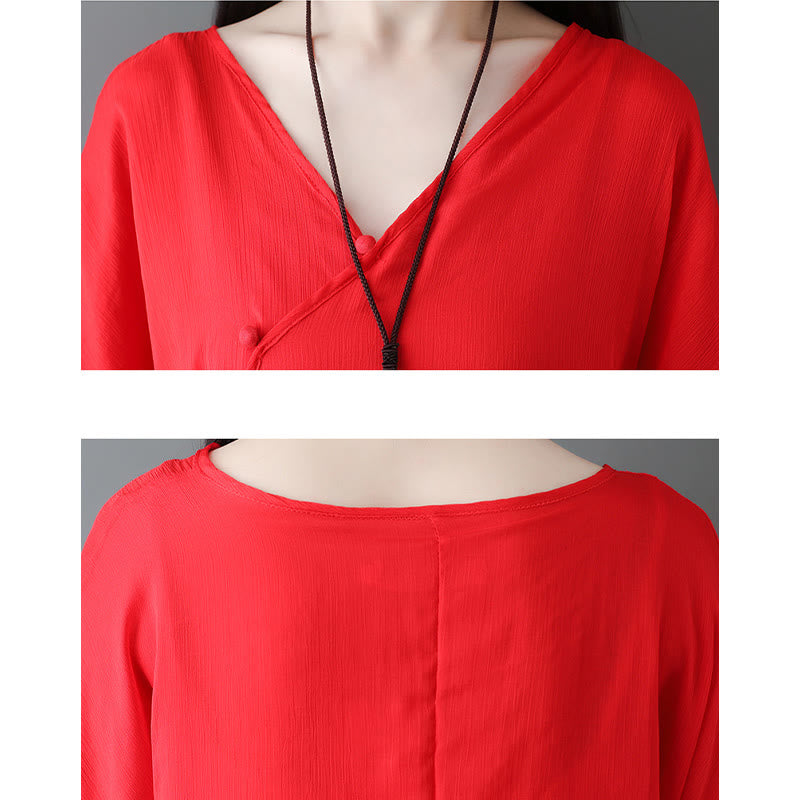 Buddha Stones V-Neck Midi Tunic Dress Wide Leg Pants Meditation Zen Practice Dance Clothing - image 15