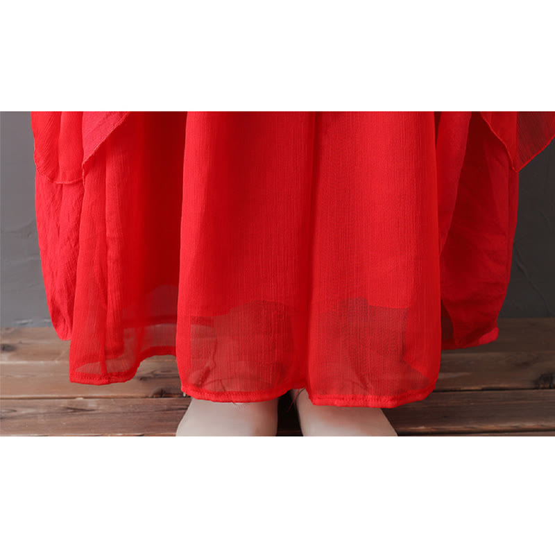 Buddha Stones V-Neck Midi Tunic Dress Wide Leg Pants Meditation Zen Practice Dance Clothing - image 20