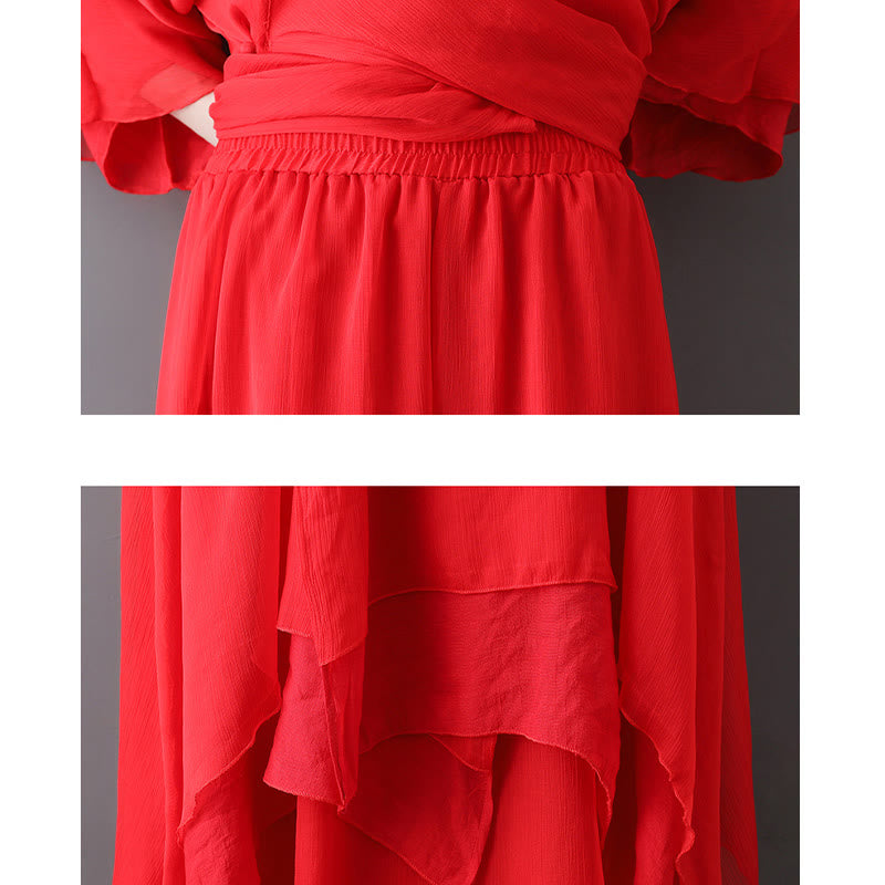 Buddha Stones V-Neck Midi Tunic Dress Wide Leg Pants Meditation Zen Practice Dance Clothing - image 17