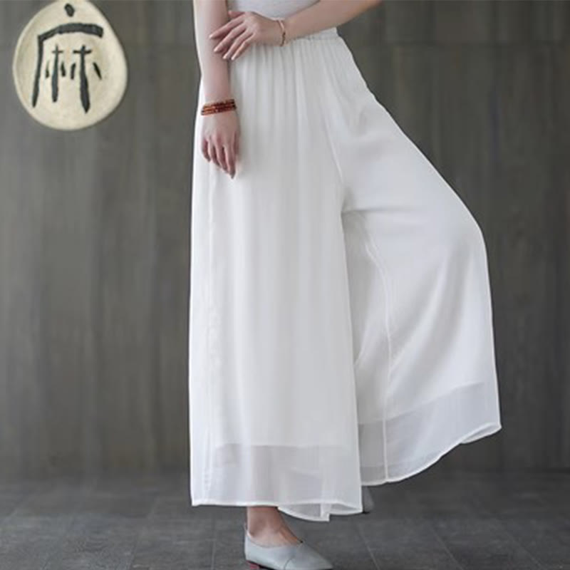 Buddha Stones Hanfu Style Midi Dress Wide Leg Pants Meditation Zen Practice Yoga Dance Clothing