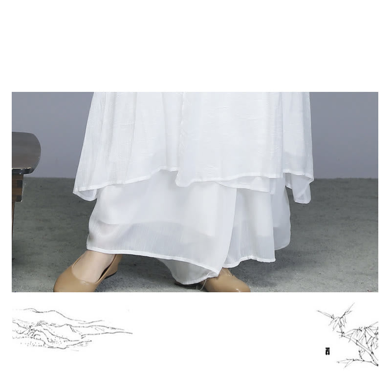 Buddha Stones Hanfu Style Midi Dress Wide Leg Pants Meditation Zen Practice Yoga Dance Clothing - image 12