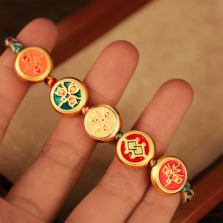 Buddha Stones Tibetan Five God Of Wealth Colorful Rope Braided Luck Bracelet - image 7