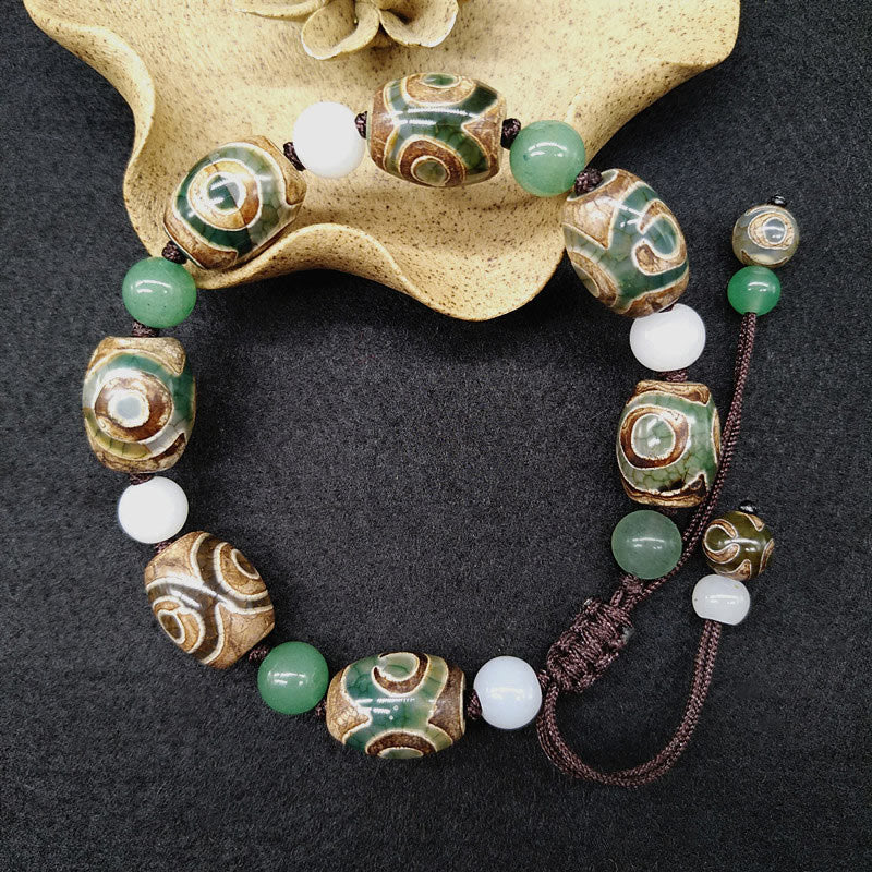 Buddha Stones Tibetan Three-eyed Dzi Bead Luck Protection Braided Bracelet - image 1