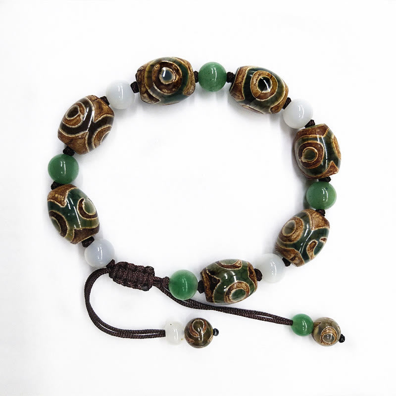 Buddha Stones Tibetan Three-eyed Dzi Bead Luck Protection Braided Bracelet - image 7