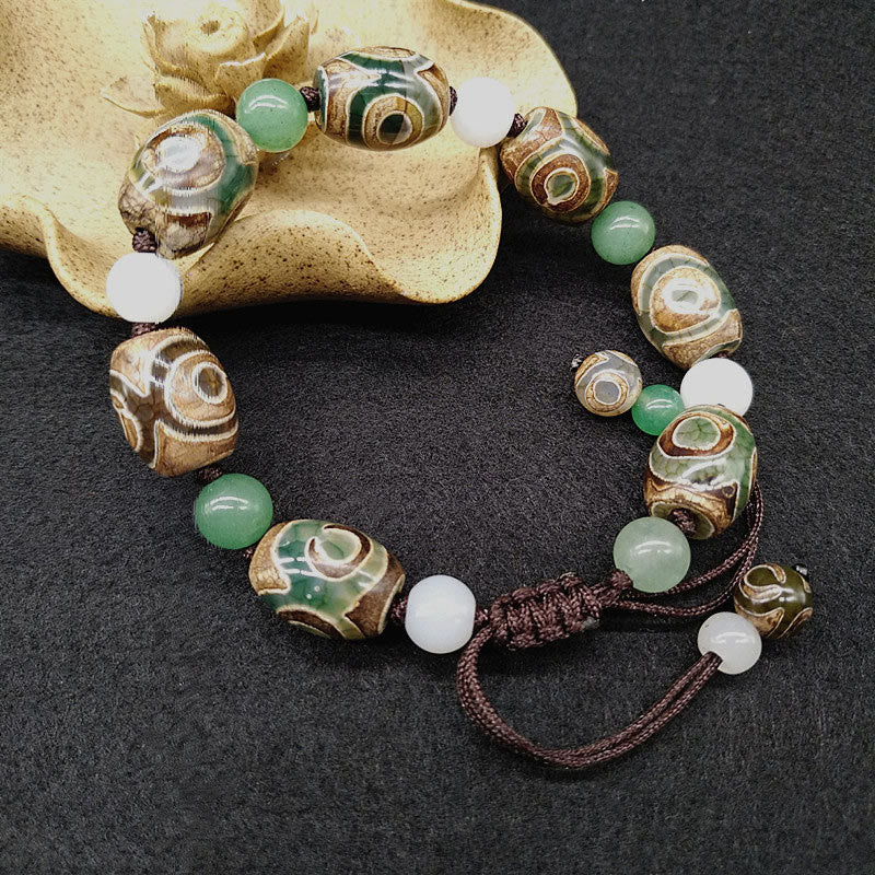 Buddha Stones Tibetan Three-eyed Dzi Bead Luck Protection Braided Bracelet - image 4