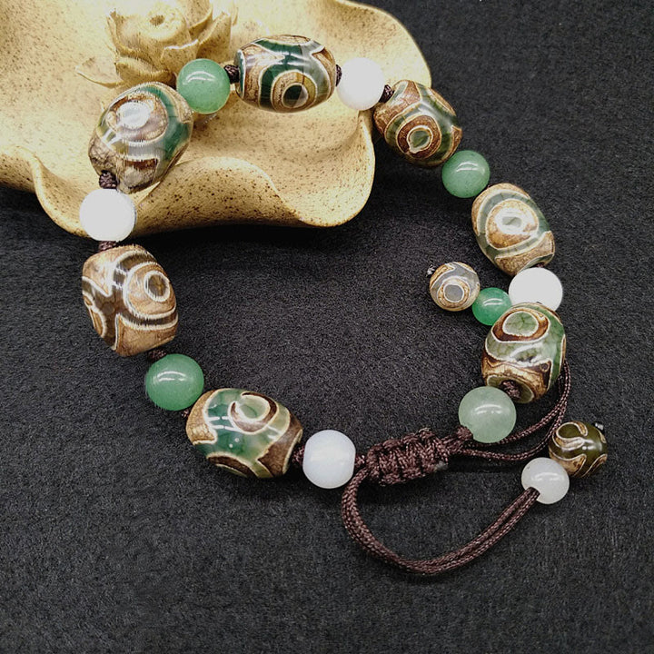 Buddha Stones Tibetan Three-eyed Dzi Bead Luck Protection Braided Bracelet - image 4