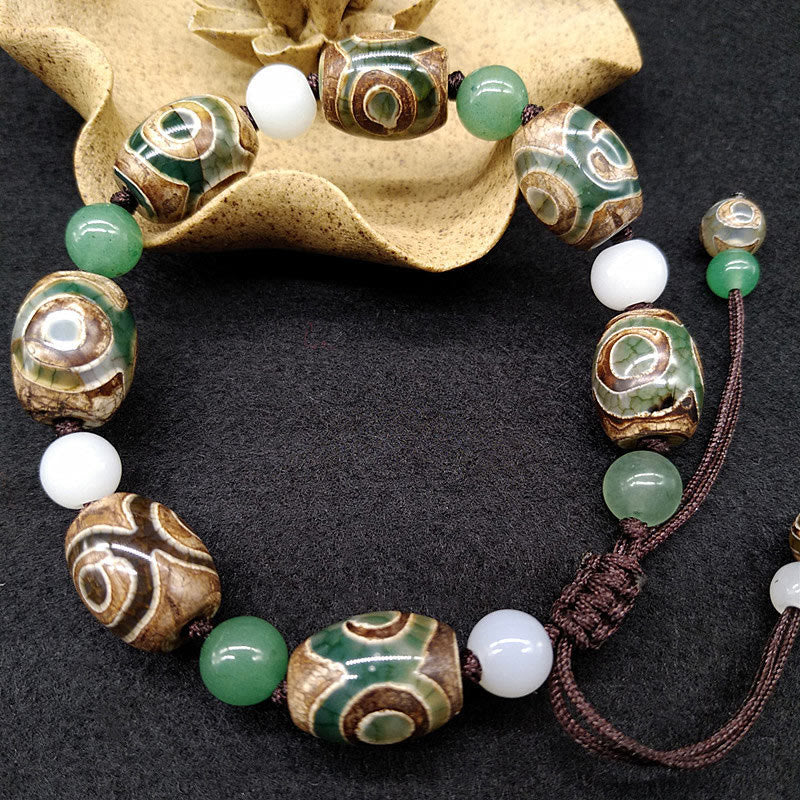 Buddha Stones Tibetan Three-eyed Dzi Bead Luck Protection Braided Bracelet - image 5