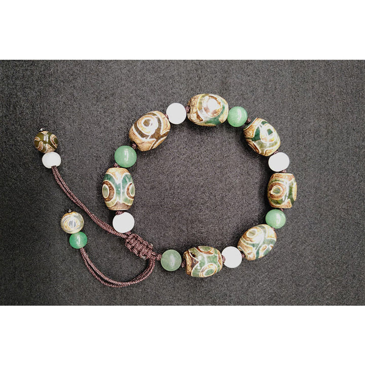 Buddha Stones Tibetan Three-eyed Dzi Bead Luck Protection Braided Bracelet - image 6