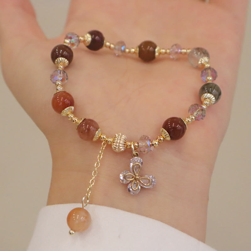 Buddha Stones Natural Fu Lu Shou Rainbow Crystal Rutilated Quartz Wealth Butterfly Charm Bracelet - image 10