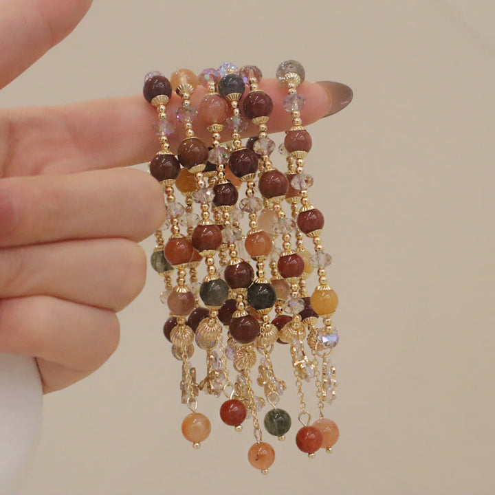 Buddha Stones Natural Fu Lu Shou Rainbow Crystal Rutilated Quartz Wealth Butterfly Charm Bracelet - image 14