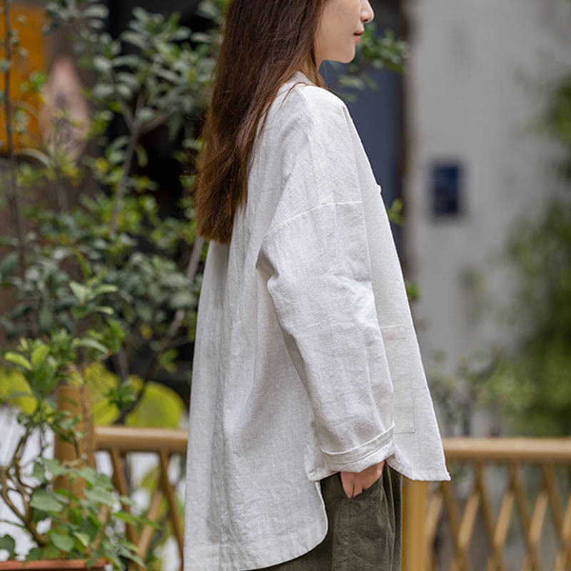 Buddha Stones Frog-Button Design Shirt Tai Chi Meditation Top Clothing Ramie Linen Jacket - image 5