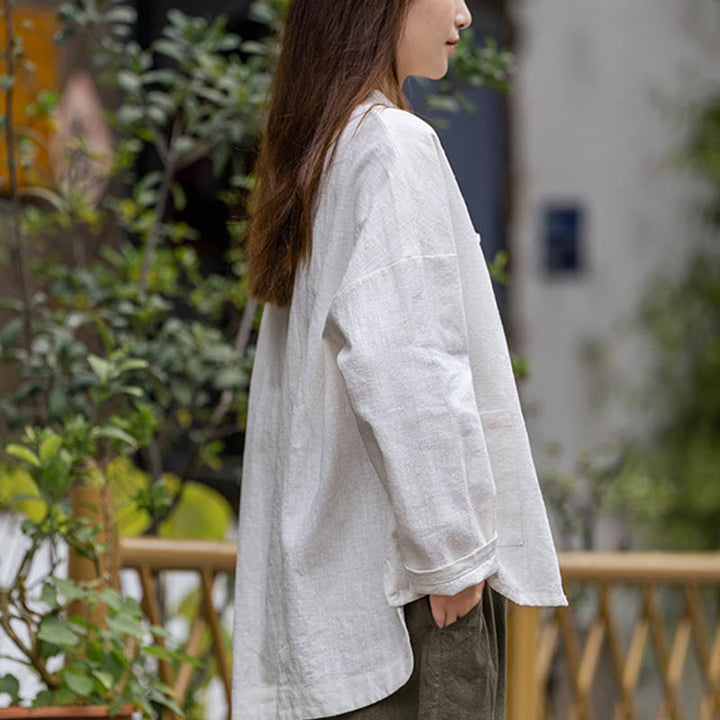 Buddha Stones Frog-Button Design Shirt Tai Chi Meditation Top Clothing Ramie Linen Jacket - image 5