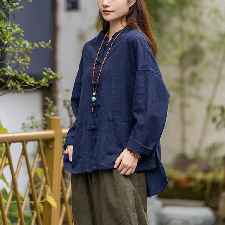 Buddha Stones Frog-Button Design Shirt Tai Chi Meditation Top Clothing Ramie Linen Jacket - image 10