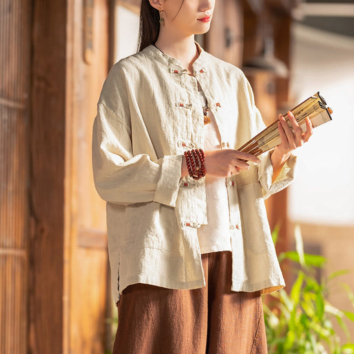 Buddha Stones Frog-Button Shirt Zen Meditation Top Clothing Cotton Linen Jacket - image 3