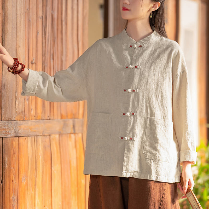 Buddha Stones Frog-Button Shirt Zen Meditation Top Clothing Cotton Linen Jacket - image 6