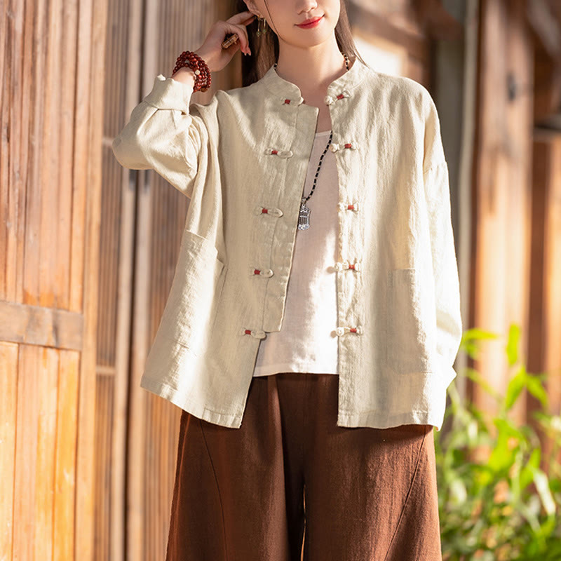 Buddha Stones Frog-Button Shirt Zen Meditation Top Clothing Cotton Linen Jacket - image 5