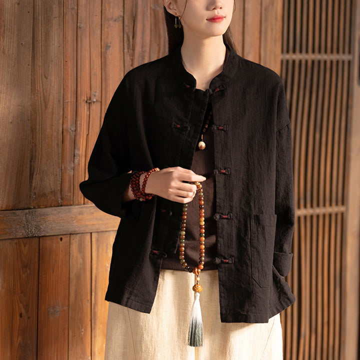 Buddha Stones Frog-Button Shirt Zen Meditation Top Clothing Cotton Linen Jacket - image 9