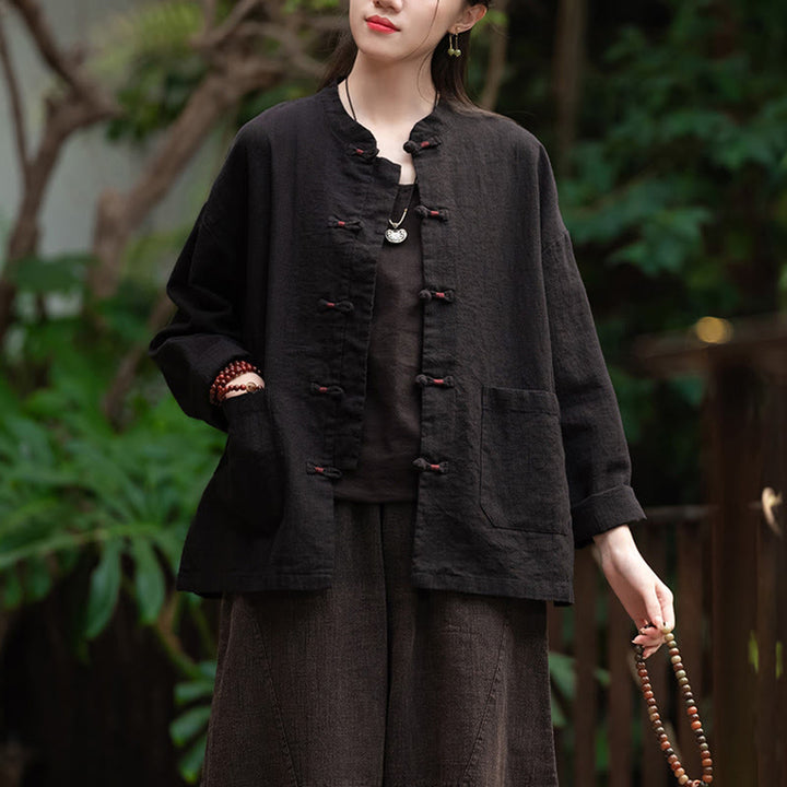 Buddha Stones Frog-Button Shirt Zen Meditation Top Clothing Cotton Linen Jacket - image 13