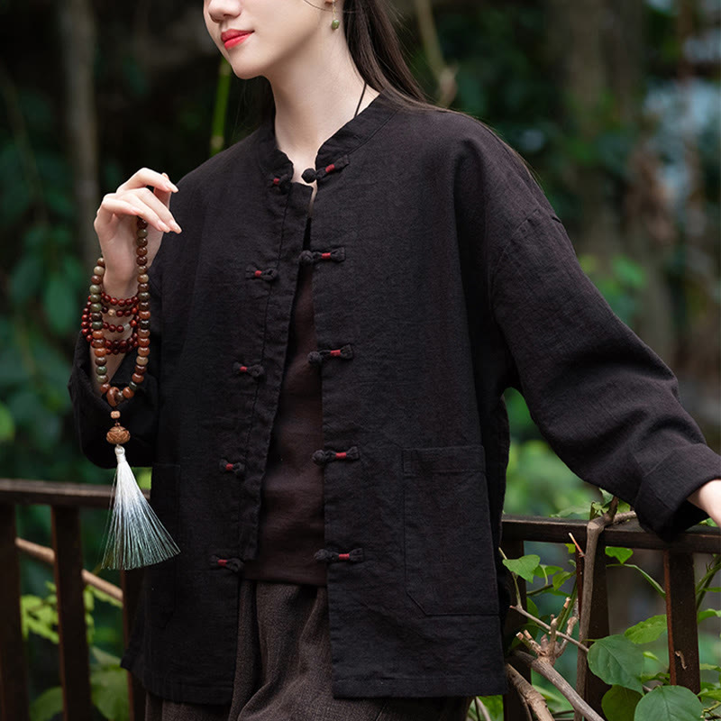 Buddha Stones Frog-Button Shirt Zen Meditation Top Clothing Cotton Linen Jacket - image 16