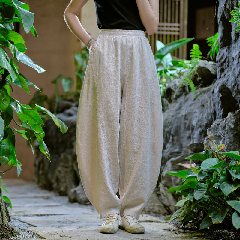 Buddha Stones Solid Color Loose Yoga Harem Pants With Pockets - Beige，US2-8/10，UK/AU6-12/14，EU34-40/42 (F) - image 7