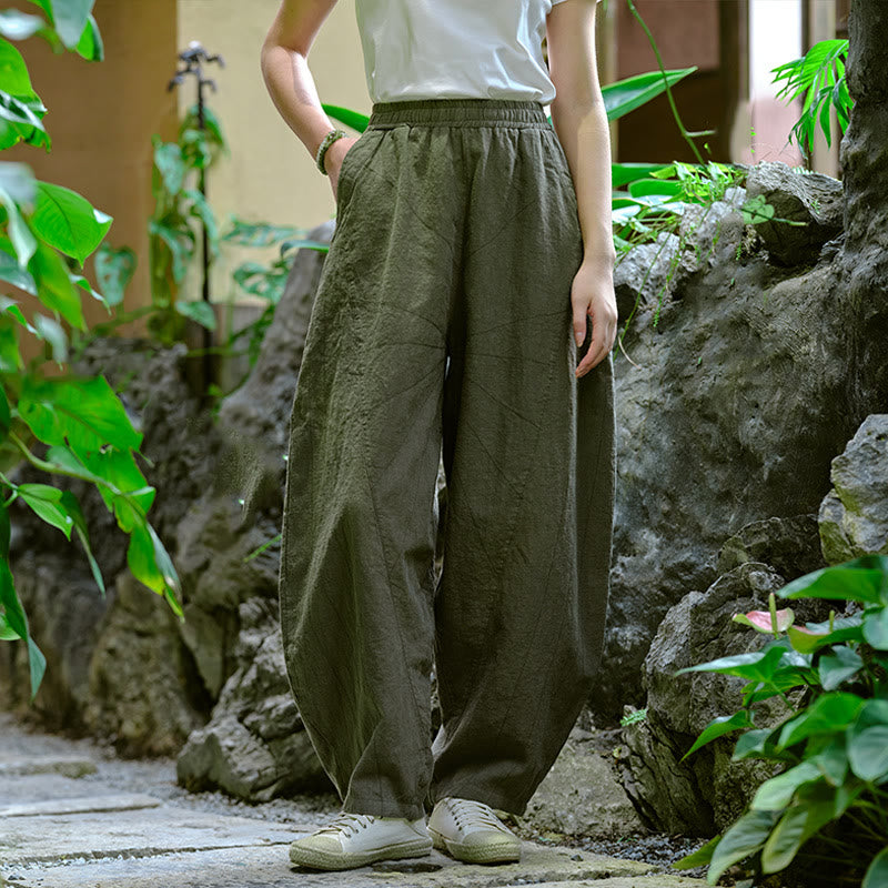 Buddha Stones Solid Color Loose Yoga Harem Pants With Pockets - Dark Green，US2-8/10，UK/AU6-12/14，EU34-40/42 (F) - image 29