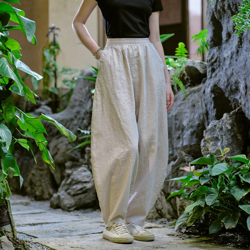 Buddha Stones Solid Color Loose Yoga Harem Pants With Pockets - image 9