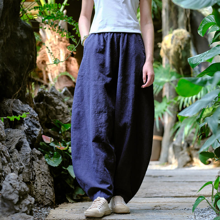 Buddha Stones Solid Color Loose Yoga Harem Pants With Pockets - image 20