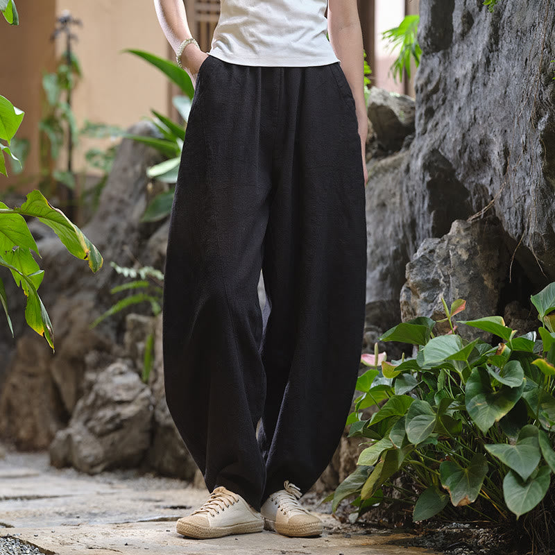 Buddha Stones Solid Color Loose Yoga Harem Pants With Pockets - image 45