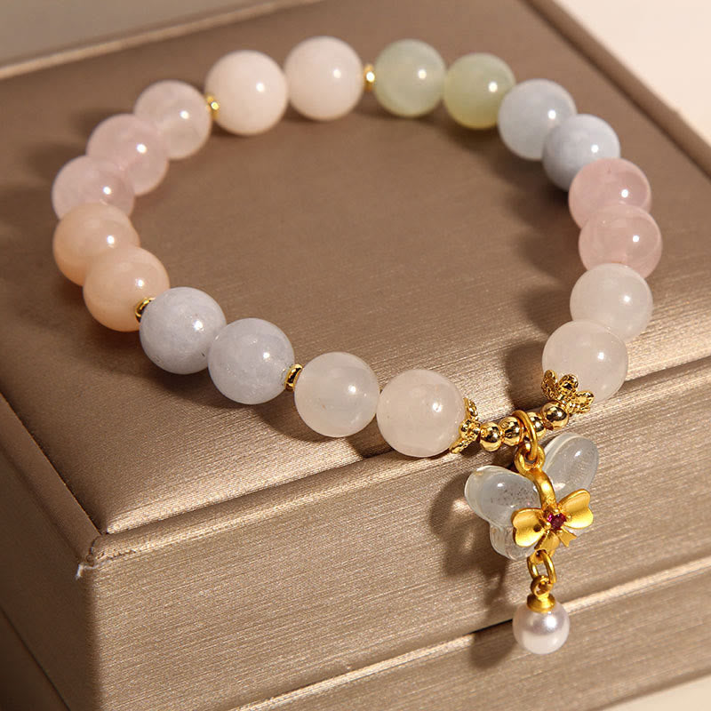Buddha Stones Natural Morganite Confidence Butterfly Charm Bracelet - image 1