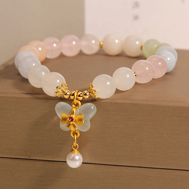 Buddha Stones Natural Morganite Confidence Butterfly Charm Bracelet - image 5