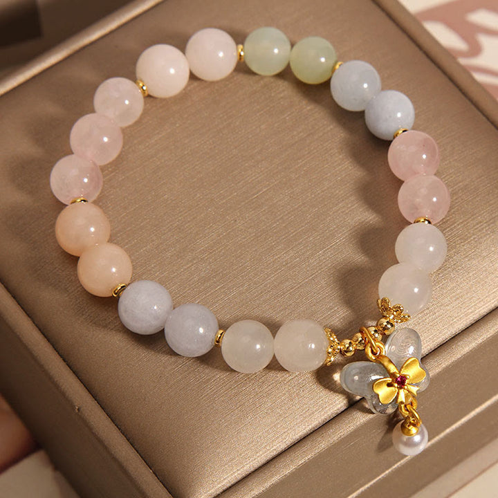 Buddha Stones Natural Morganite Confidence Butterfly Charm Bracelet - image 2