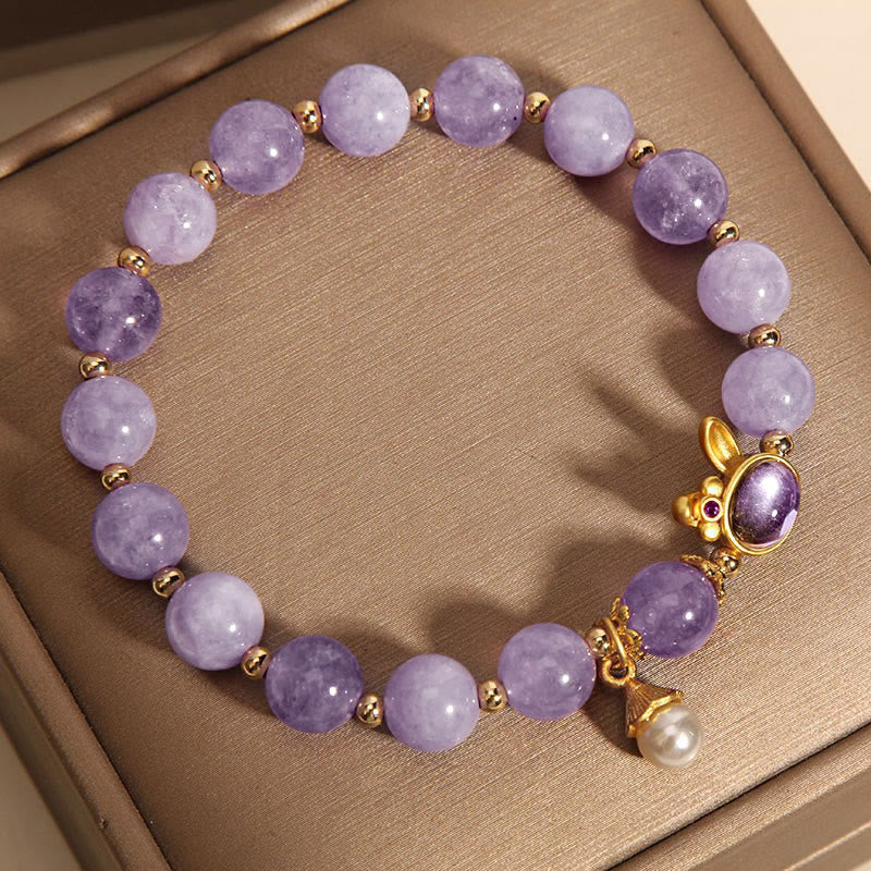 Buddha Stones Natural Purple Quartzite Rabbit Happiness Bracelet - image 4