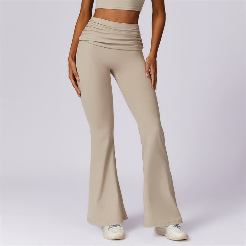 Buddha Stones Sleeveless Backless Strap Tank Top Bra Flared Pants Sports Fitness Yoga - Beige - Pants - US8-10，UK/AU12-14，EU40-42 (XL) - image 57