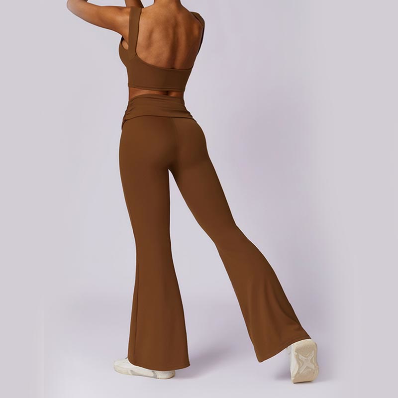 Buddha Stones Sleeveless Backless Strap Tank Top Bra Flared Pants Sports Fitness Yoga - image 76