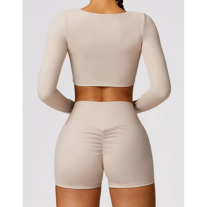 Buddha Stones Gym Sports Yoga Backless Bra Crop Tank Top Breathable Shorts - image 18