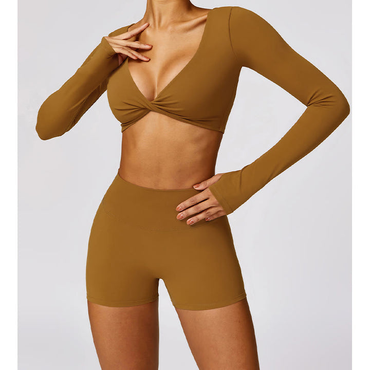 Buddha Stones Gym Sports Yoga Backless Bra Crop Tank Top Breathable Shorts - image 56