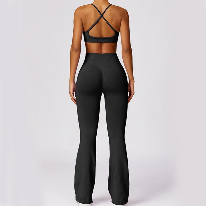 Buddha Stones Seamless Backless Criss-Cross Strap Tank Top Bra Leggings Pants Sports Fitness Yoga