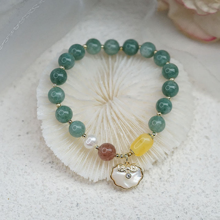 Buddha Stones Jade Sea shell Ruyi Lock Luck Bracelet - Jade(Wrist Circumference 14-16cm) - image 0