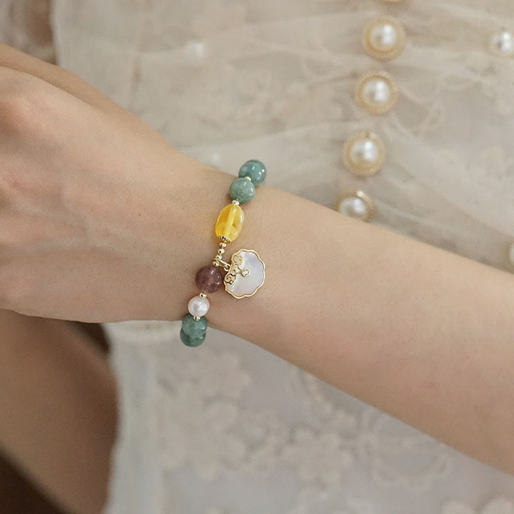 Buddha Stones Jade Sea shell Ruyi Lock Luck Bracelet - image 4