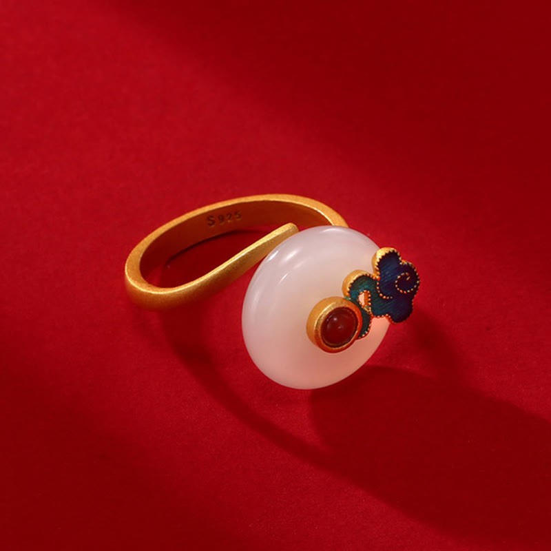 Buddha Stones Jade Copper Coins Auspicious Clouds Prosperity Necklace Pendant Bracelet Ring Earrings - Ring - image 3