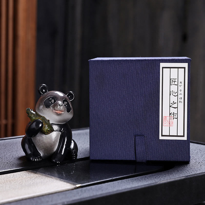 Buddha Stones Color Changing Small Cute Panda Bamboo Tea Pet Resin Home Figurine Decoration - 1Pc Panda(Gift Box) - image 10