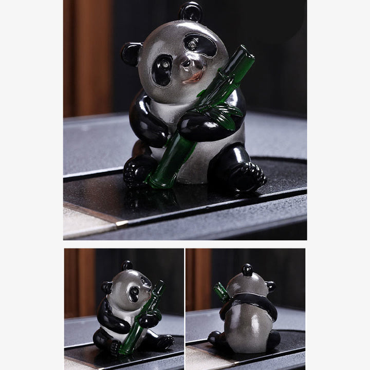 Buddha Stones Color Changing Small Cute Panda Bamboo Tea Pet Resin Home Figurine Decoration - image 4