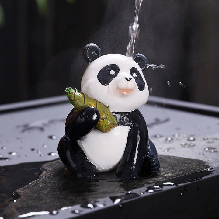 Buddha Stones Color Changing Small Cute Panda Bamboo Tea Pet Resin Home Figurine Decoration - image 6