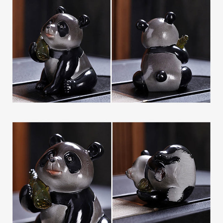 Buddha Stones Color Changing Small Cute Panda Bamboo Tea Pet Resin Home Figurine Decoration - image 7