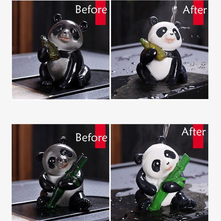 Buddha Stones Color Changing Small Cute Panda Bamboo Tea Pet Resin Home Figurine Decoration - image 12