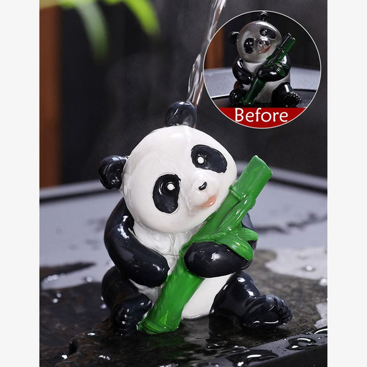 Buddha Stones Color Changing Small Cute Panda Bamboo Tea Pet Resin Home Figurine Decoration - image 3