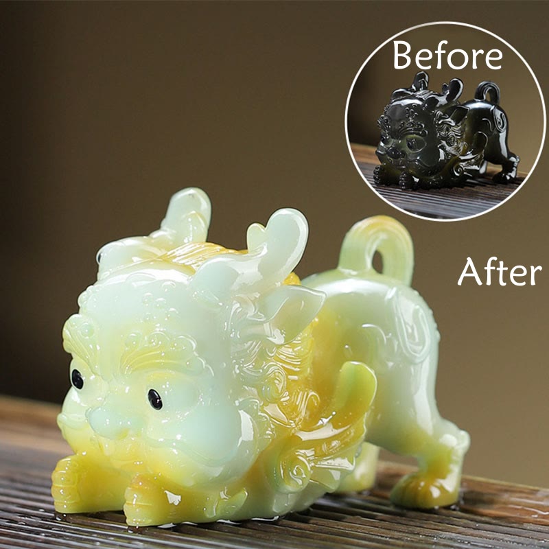 Buddha Stones Color Changing Small PiXiu Ingot Resin Tea Pet Wealth Home Figurine Decoration - image 1