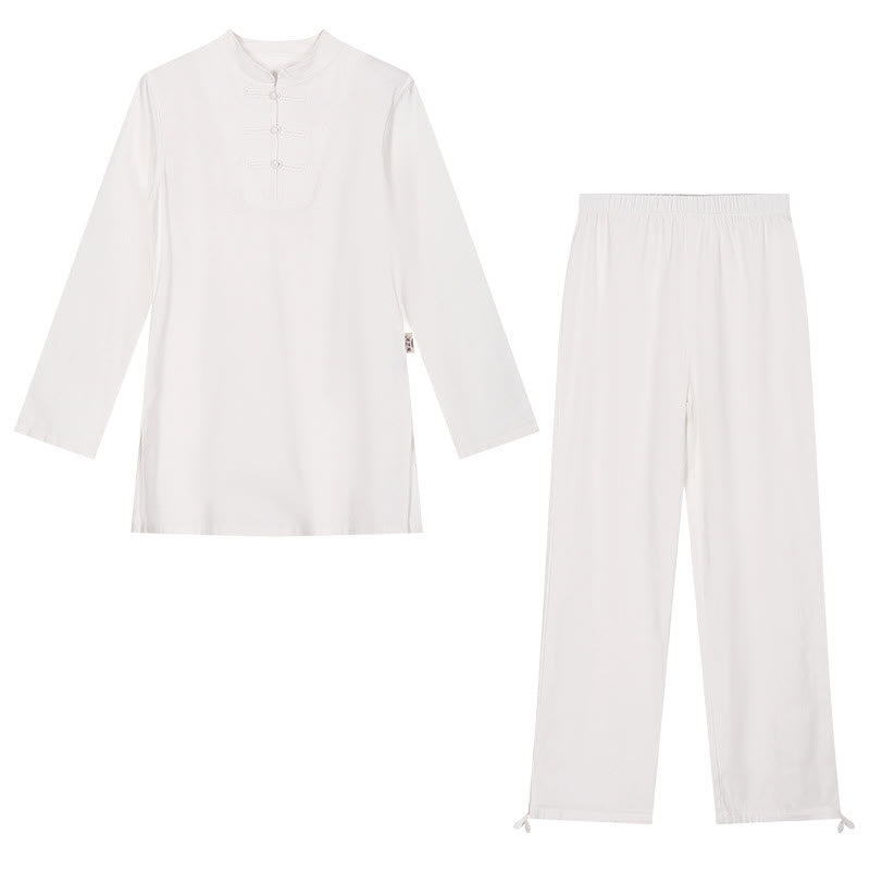 Buddha Stones 2Pcs Half Sleeve Shirt Top Pants Meditation Zen Tai Chi Cotton Linen Clothing Women's Set - image 18